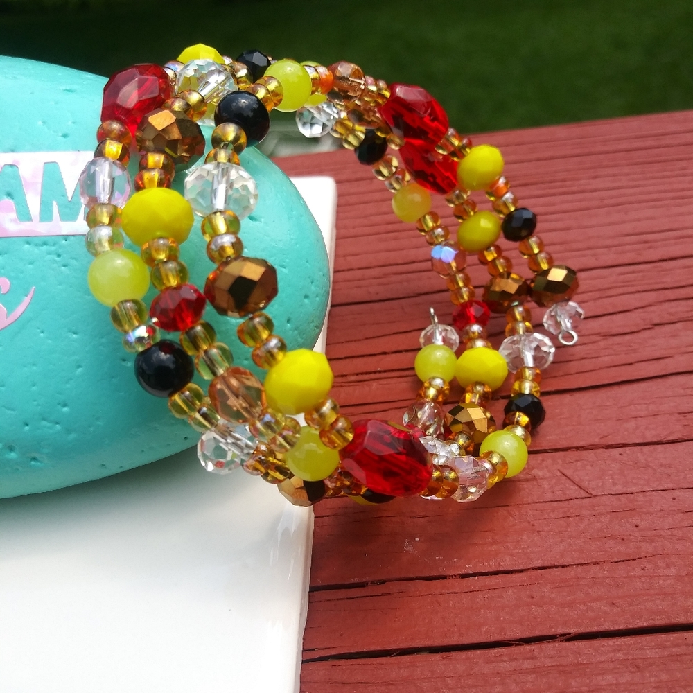 NEW Beaded Bracelet Red Chiefs Gold Love Handmade Taylor Swift Vibes Artisan - Picture 6 of 15